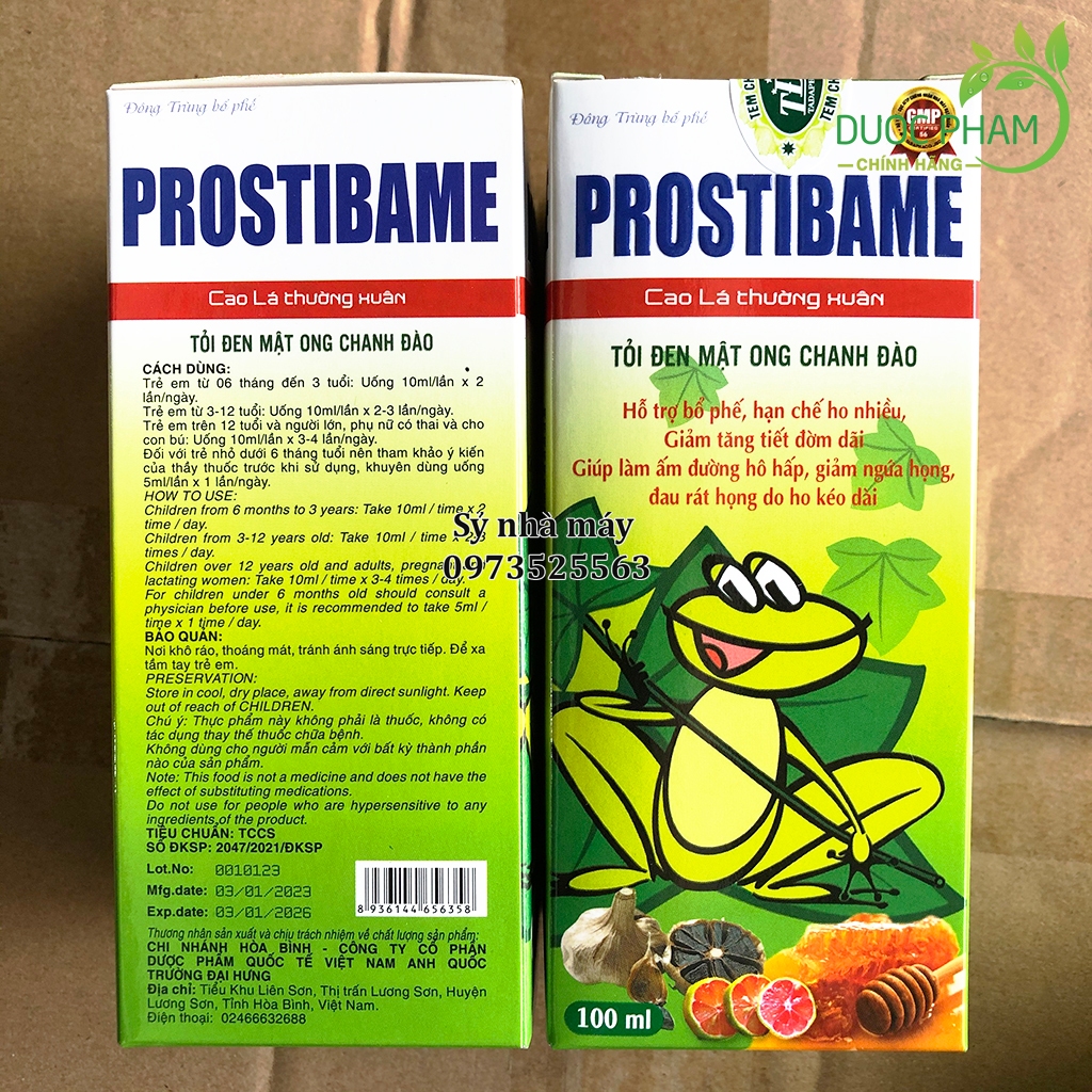 Siro Prostibame giúp giảm ho long đờm, rát họng hiệu quả