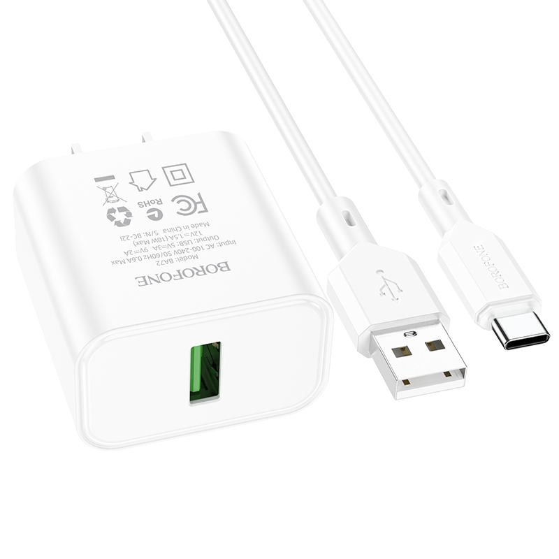 Bộ sạc nhanh samsung 18w chính hãng Hoco Củ sạc kèm dây type c cho xiaomi oppo ..