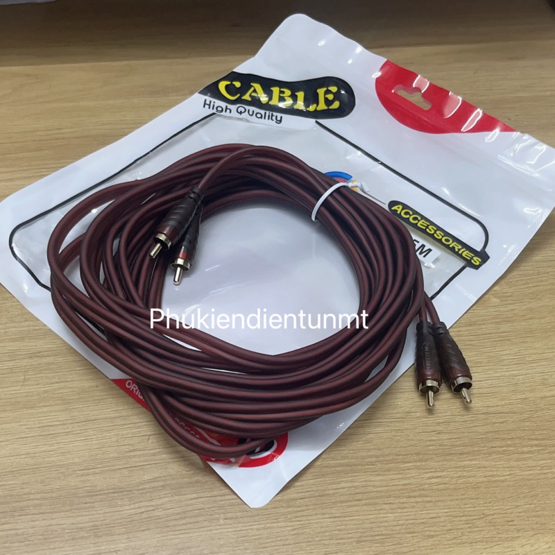 Dây cáp audio 2 ra 2 nâu lõi đồng