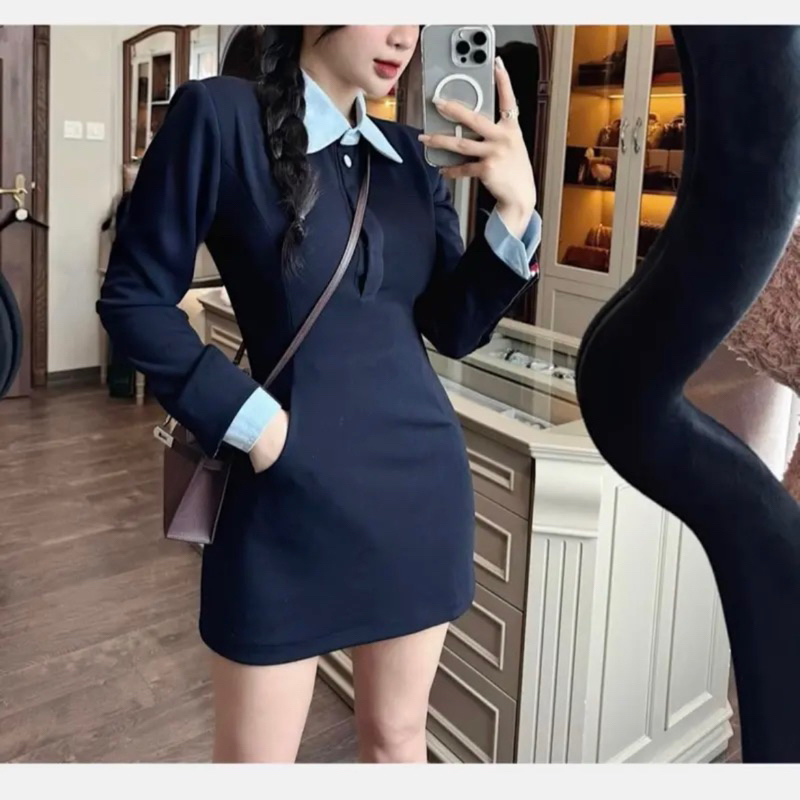 Váy Thư Ký Cổ Đức Dài Tay