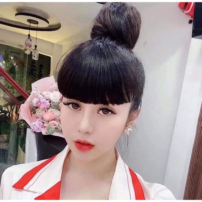 Tóc búi phồng cao hình thật
