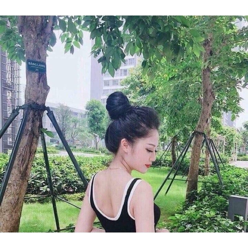 Tóc búi phồng cao hình thật