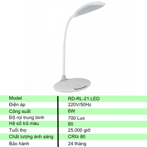 Đèn bàn chống cận LED cảm ứng Rạng Đông Model RD-RL-21.LED
