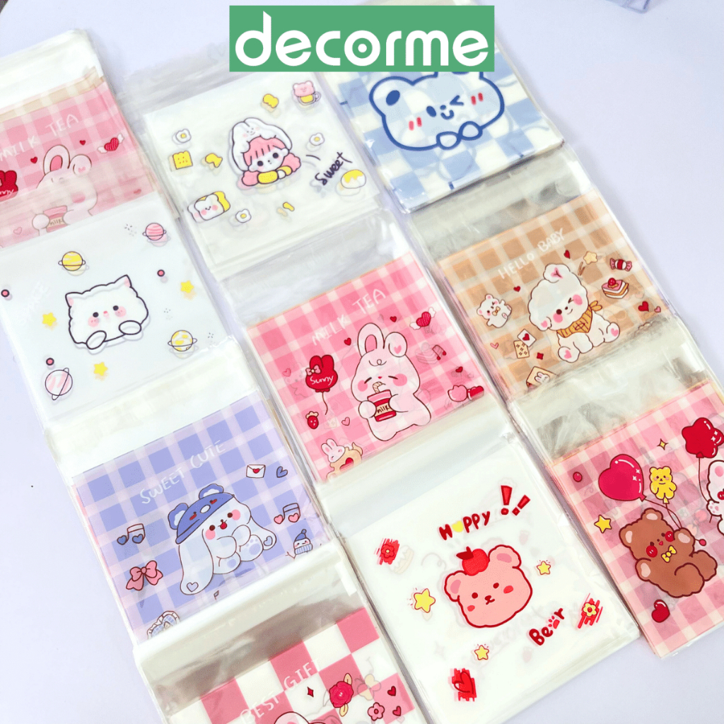 Túi gói kẹo Decorme túi đựng quà bịch gói hàng nhiều kích thước hoạ tiết dễ thương nhiều màu sắc