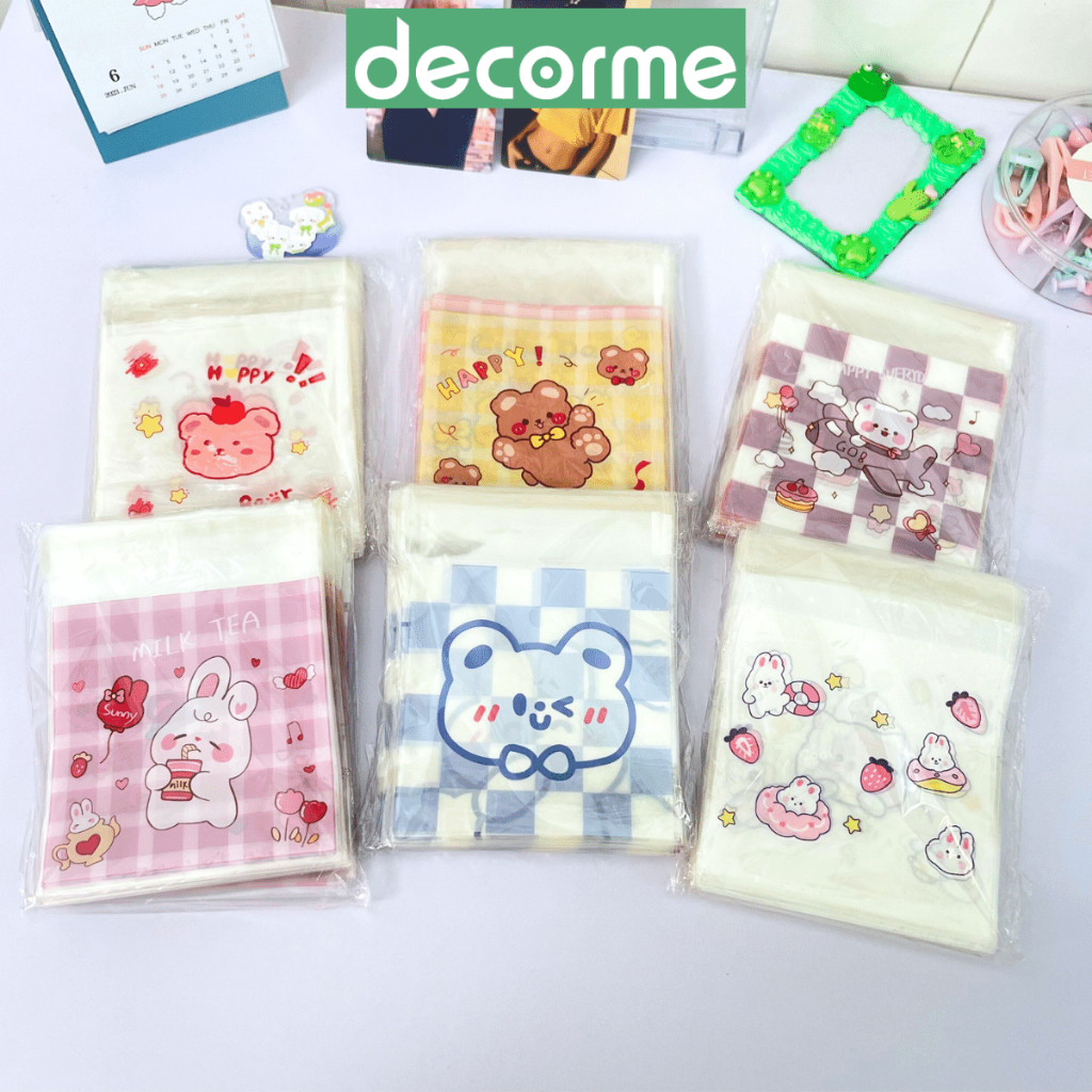 Túi gói kẹo Decorme túi đựng quà bịch gói hàng nhiều kích thước hoạ tiết dễ thương nhiều màu sắc