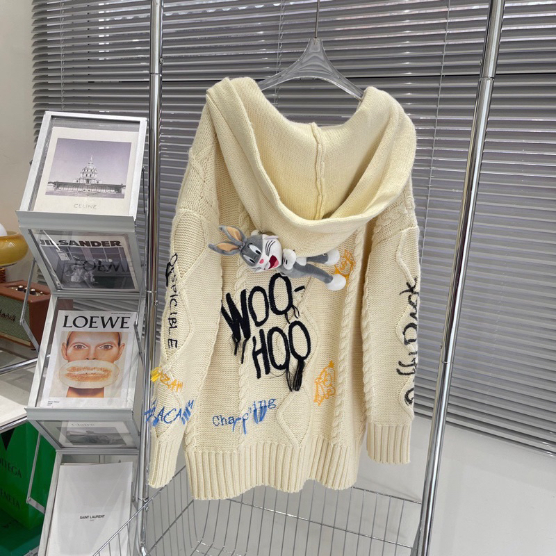 Áo khoác len Gấu Thỏ hoạt hình chữ thêu hàng SC