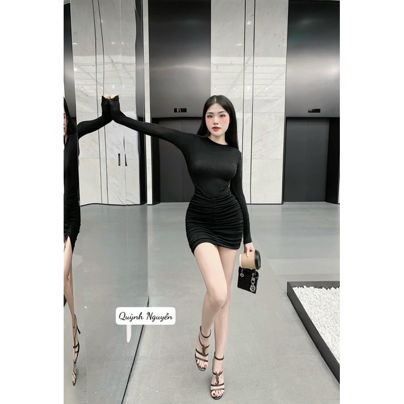 Váy body dúm dài tay