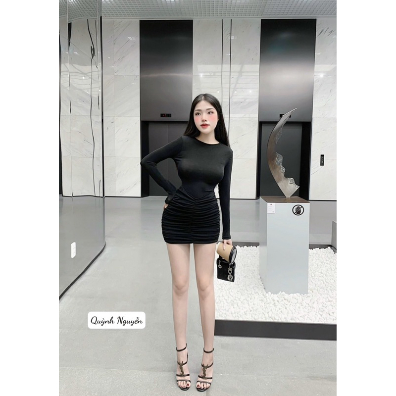 Váy body dúm dài tay