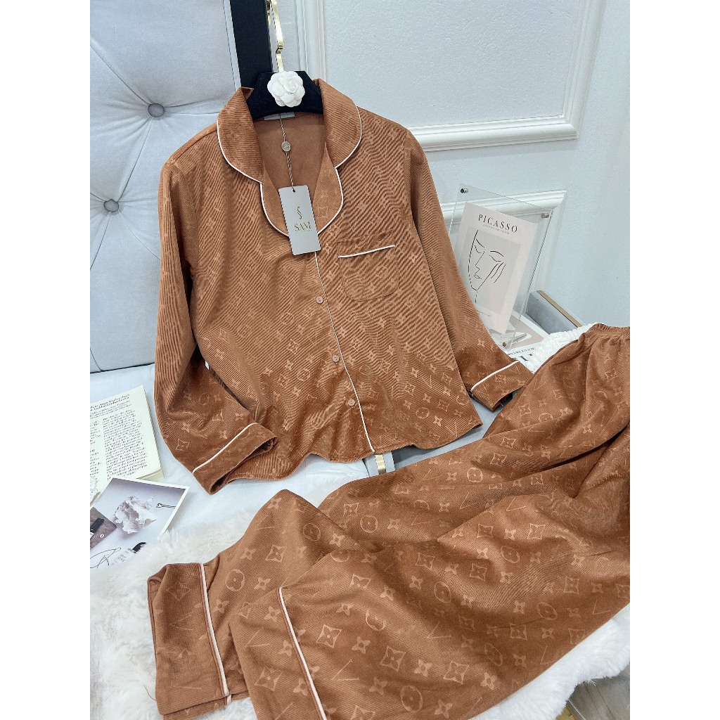 Bộ mặc nhà lụa Sam luxury, pijama nhung hàn hot nhất