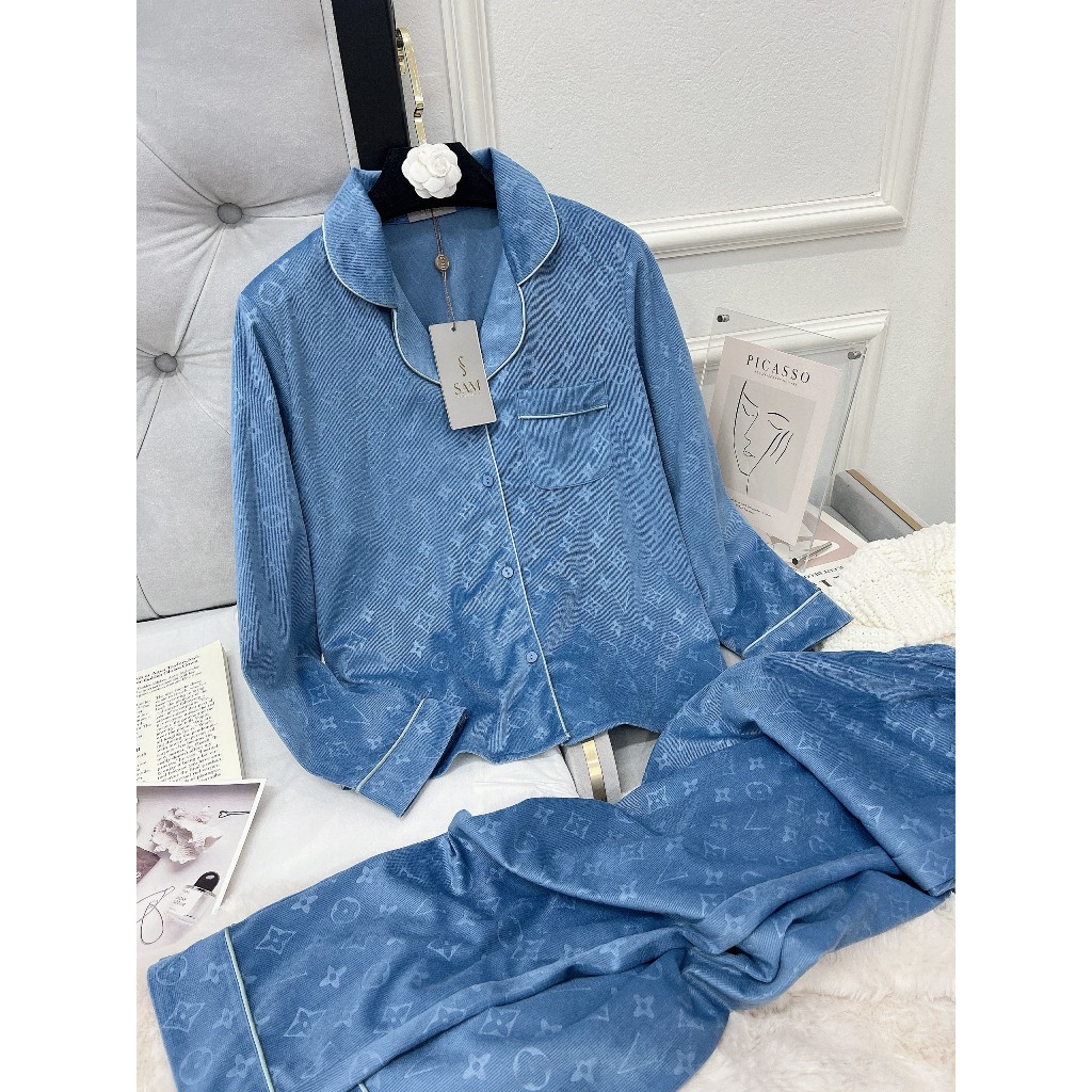 Bộ mặc nhà lụa Sam luxury, pijama nhung hàn hot nhất
