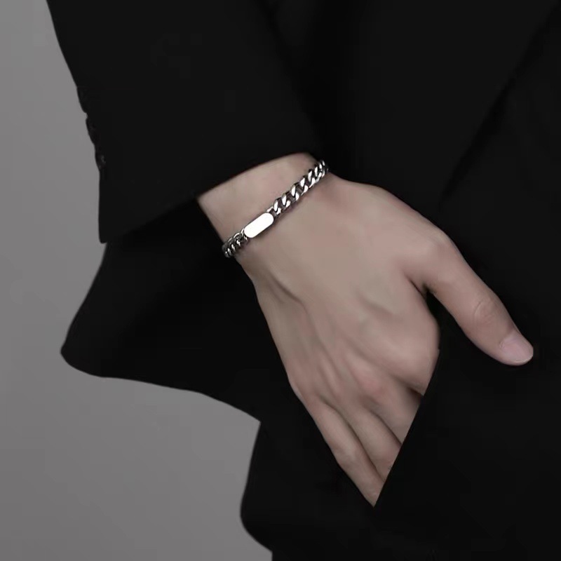 Vòng tay nam lắc tay nam nữ unisex basic KuuClothes chất liệu titan không gỉ mắt xích 8mm - Vòng Tay Square