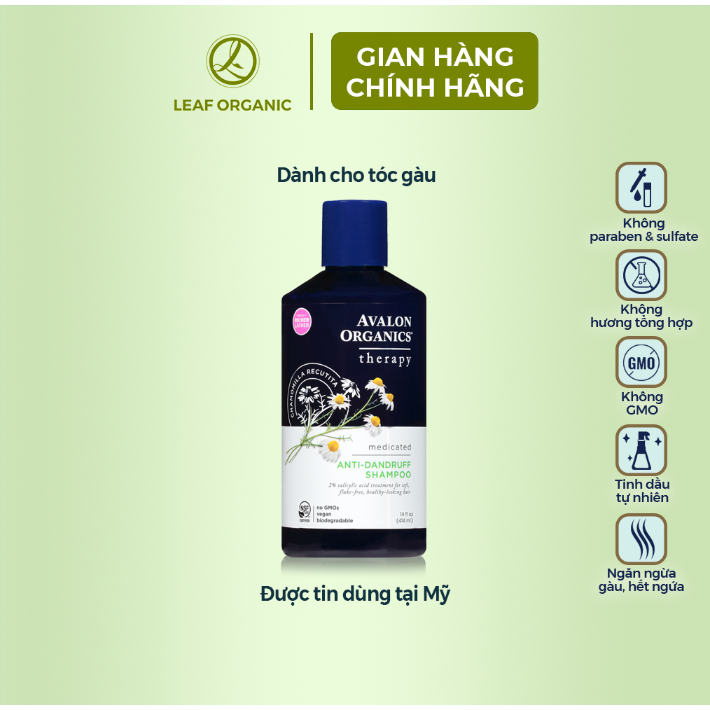 Dầu gội hữu cơ Avalon Organics dành cho tóc gàu 414ml