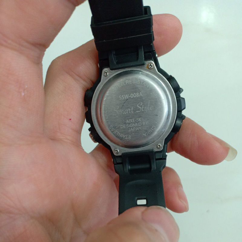 Đồng hồ nam si nhật dây nhựa hiệu SMART STYLE ful đen có đèn led