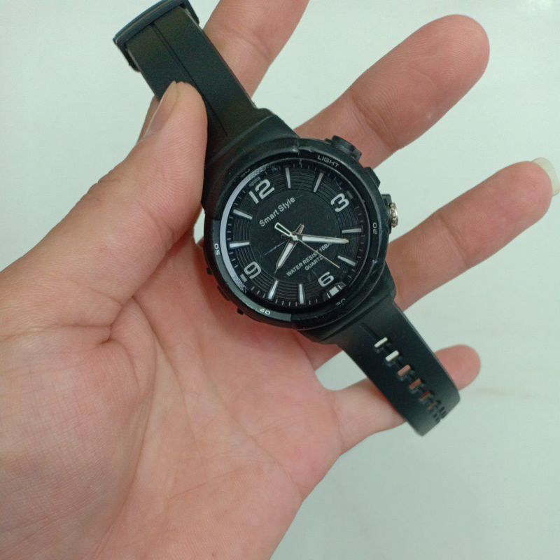 Đồng hồ nam si nhật dây nhựa hiệu SMART STYLE ful đen có đèn led