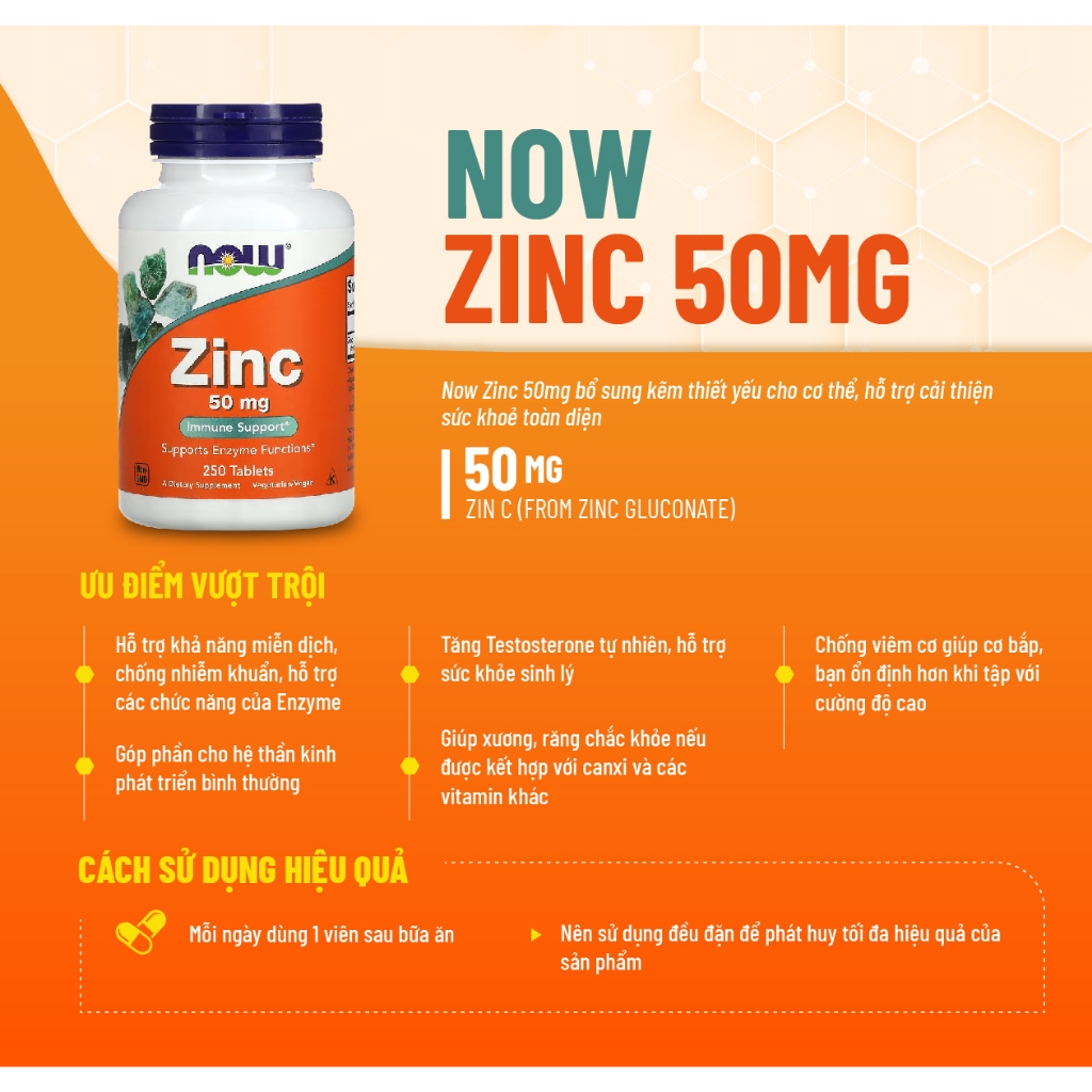 Viên uống bổ sung Now Zinc 50mg  - WHEYSHOP VN