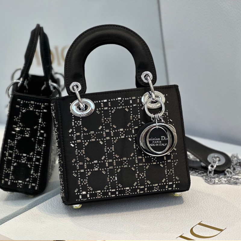 Túi kẹp nách logo #Di.or ngang đính đá dây xich kích thước mini Hari Fashion