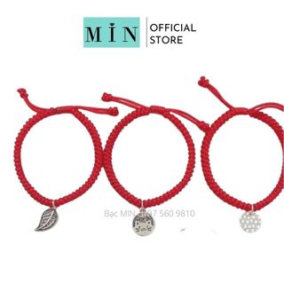 Lắc tay bạc – Vòng tay bạc MIN dây tết đỏ may mắn
