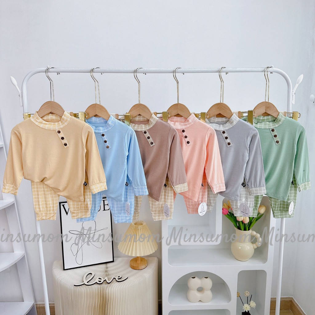Set bộ dài tay thun lạnh minsumom thu đông cho bé