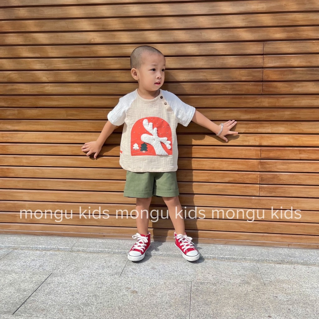 Quần áo thiết kế bé trai _ noel_giáng sinh qua ô cửa_vải linen,vải muslin