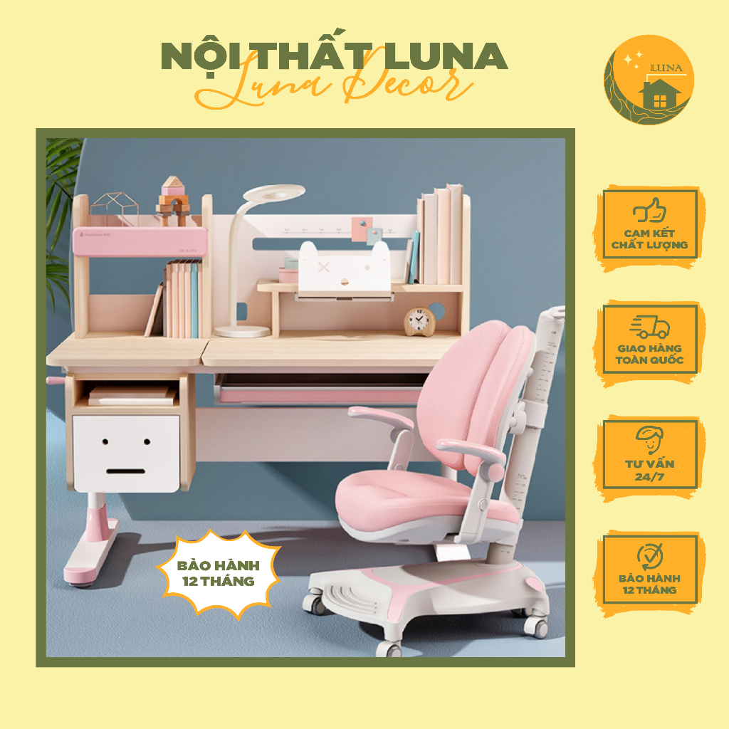 Bàn Học Thông Minh Điều Chỉnh Chiều Cao, Bàn Học Sinh Đa Năng, Hàng Nhập Khẩu - Luna Decor