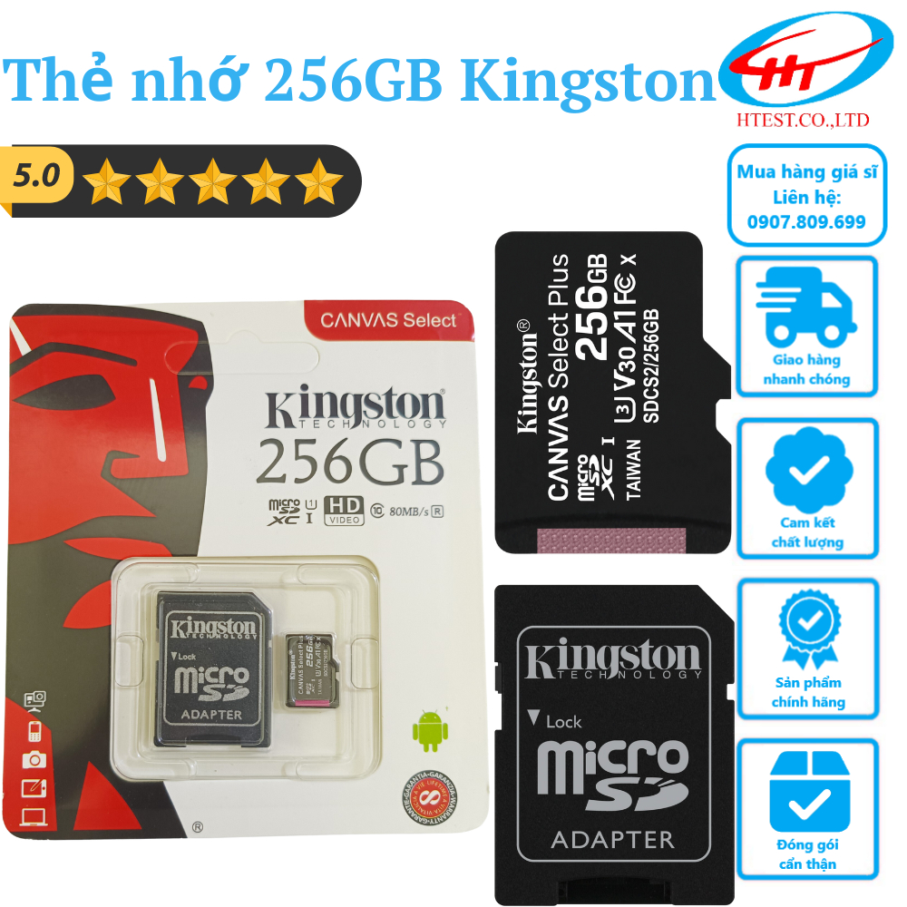 Thẻ nhớ MicroSDXC Kingston Canvas Select Plus SDCS2 256GB UHS-I U3 V30 A1 (chỉ sử dụng cho dòng camera imou)