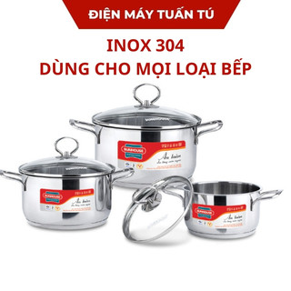  Nồi inox Sunhouse  chảo GOLDSUN 3 đáy size 16 20 22,24,26cm dùng  bếp ga  bếp từ  bếp hồng   XẢ KHO THANH LÝ  