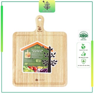 Thớt gỗ hình vuông có tay cầm đa dụng, decor bàn ăn | Gỗ Đức Thành 05433 | Đạt chứng nhận VSATTP