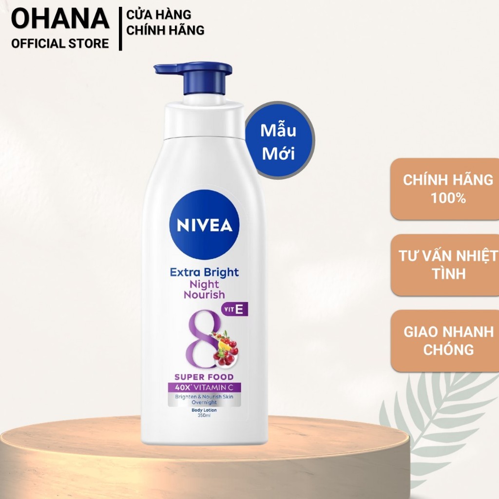 Sữa Dưỡng Thể Dưỡng Trắng Da Ban Đêm Nivea Extra White Night Nourish Body Lotion 350ml - Tím - 88126