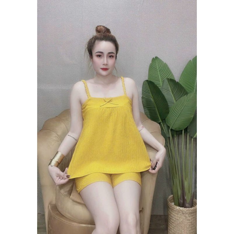 Set đùi chất đũi nhật áo 2 dây bính form to 40-60kg mặc nhà cực xinh, kute , dễ thương