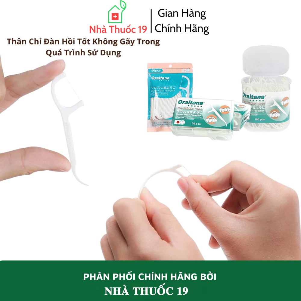 Tăm chỉ nha khoa Oraltana Hộp 100 que tăm kẽ răng Oral Tana, tăm chỉ nha khoa đạt chuẩn xuất Nhật