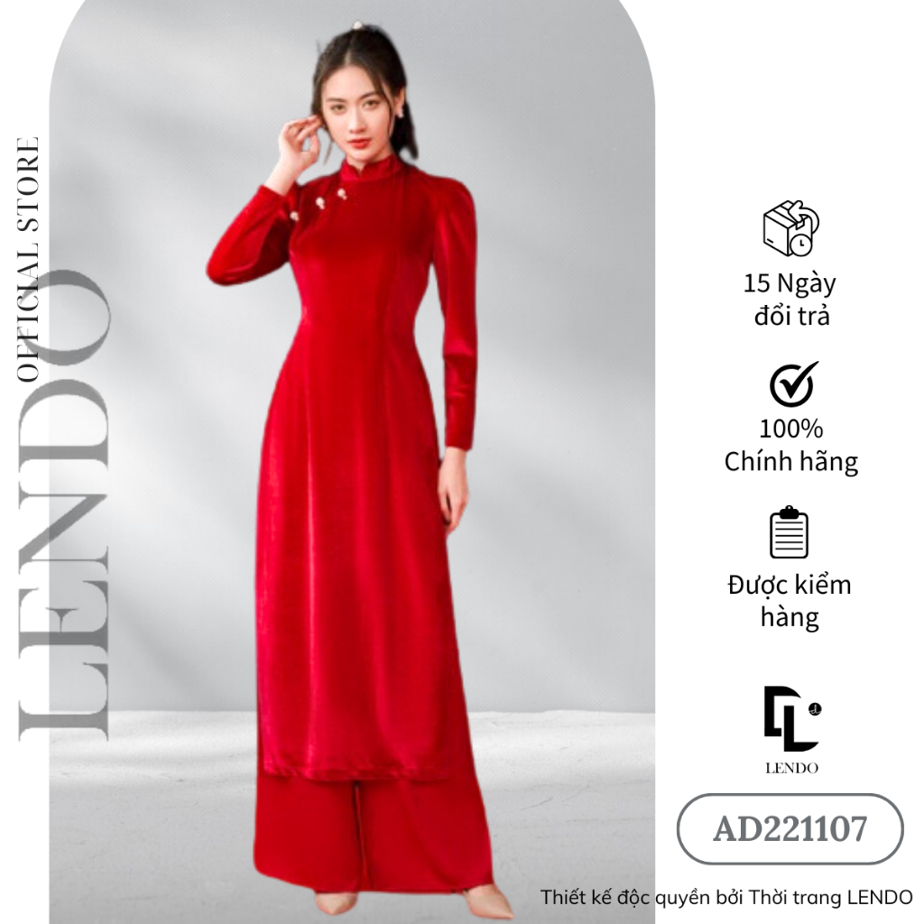 Áo Dài Nhung Đỏ LENDO AD221107