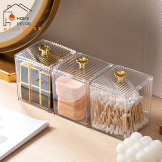 Hộp đựng tăm bông, hộp đựng bông tẩy trang có nắp trong suốt, đựng đồ đa năng cao cấp