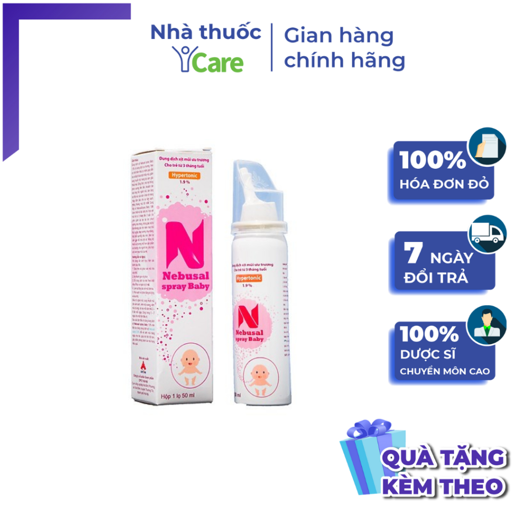 [QUÀ TẶNG] Dung dịch xịt mũi ưu trương Nebusal spray baby 1.9% lọ 50ml