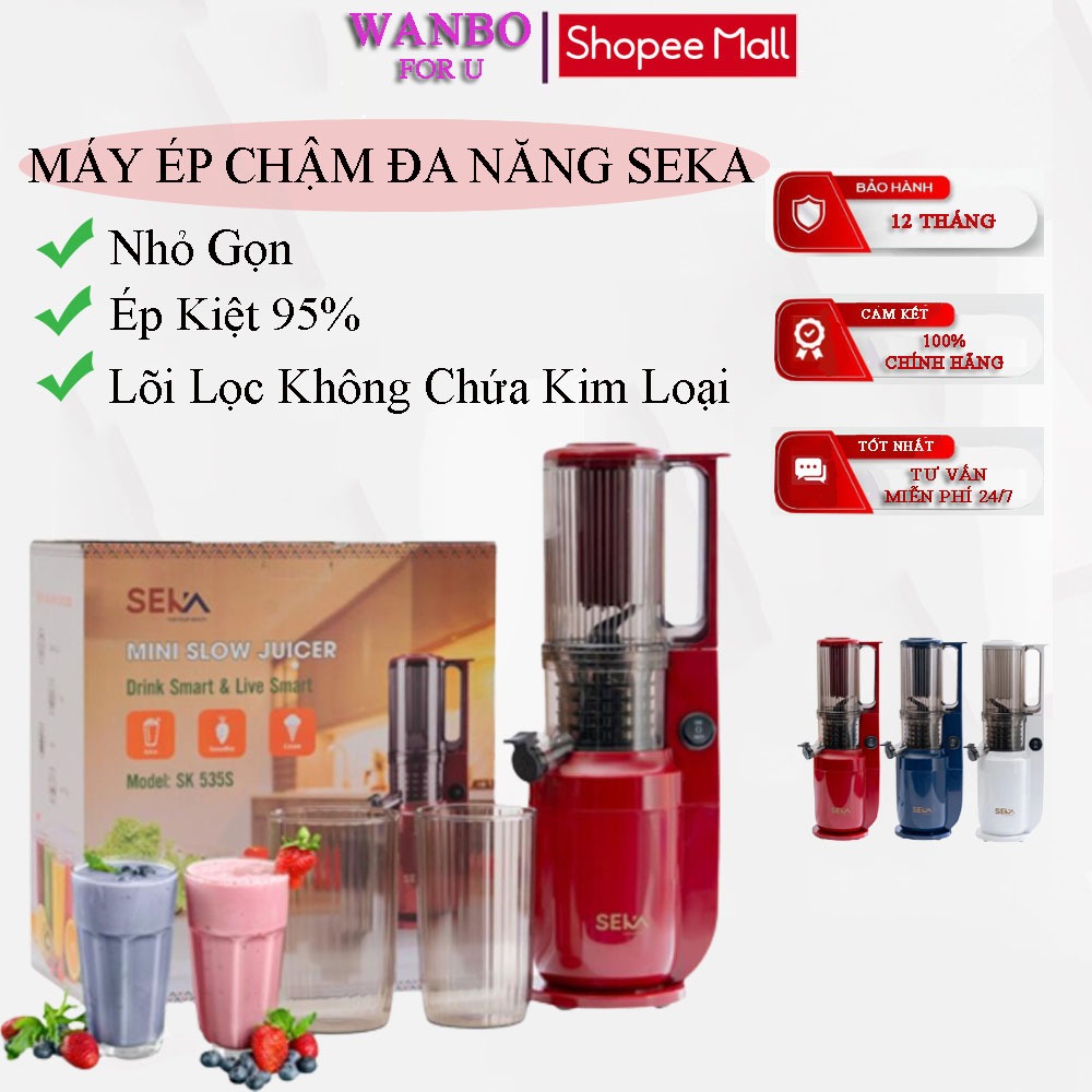 Máy Ép Chậm Seka SK 535S, Máy Ép Chậm Trái Cây Hoa Quả Công Suất 250W Bảo Hành 12 Tháng (Tặng Khay Đá)