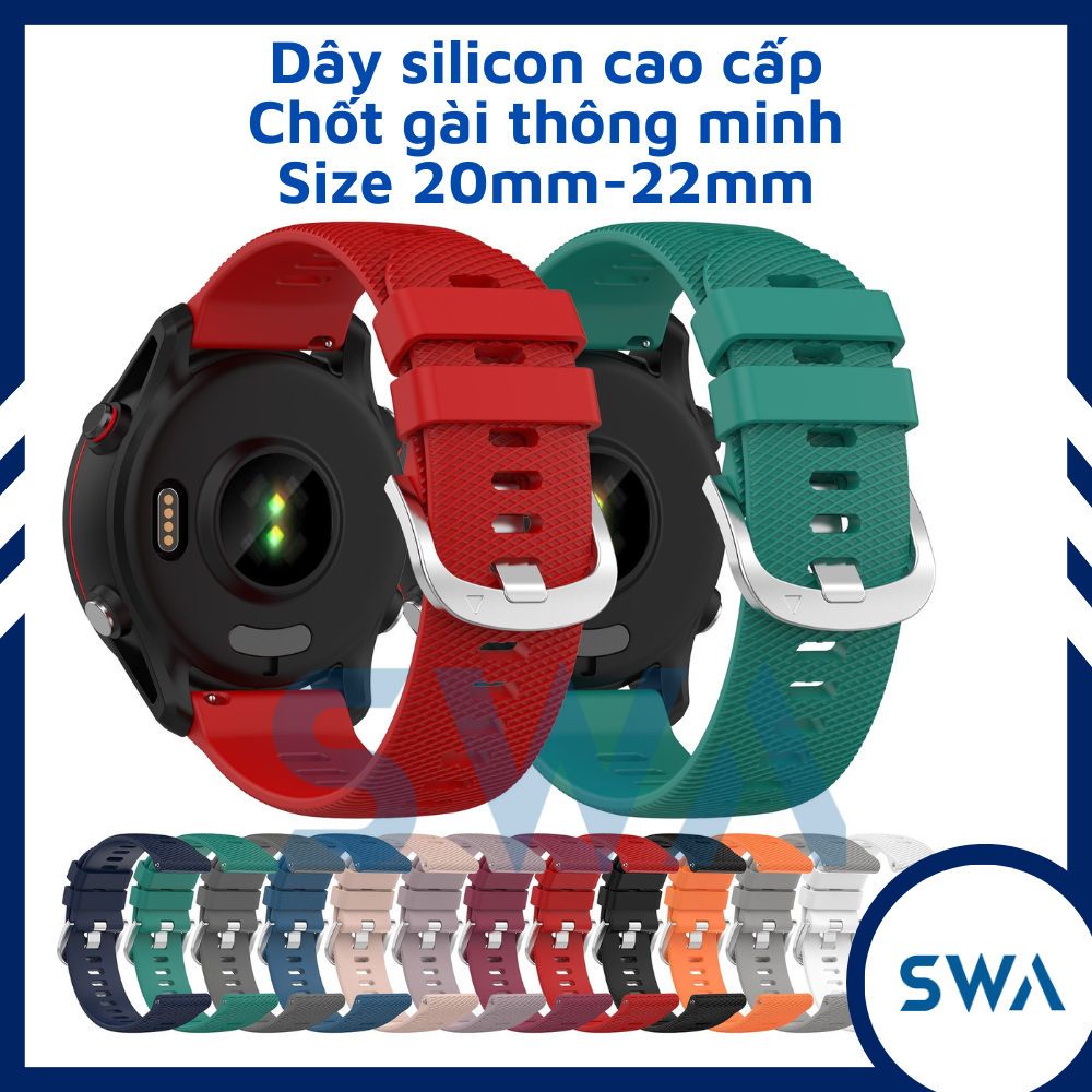 Dây Silicon Đồng Hồ Galaxy Watch 6 5 4 47mm 46mm 45mm 44mm 43mm 42mm 40mm Chốt Khóa Thông Minh Nhiều Màu Sắc - SWASTORE
