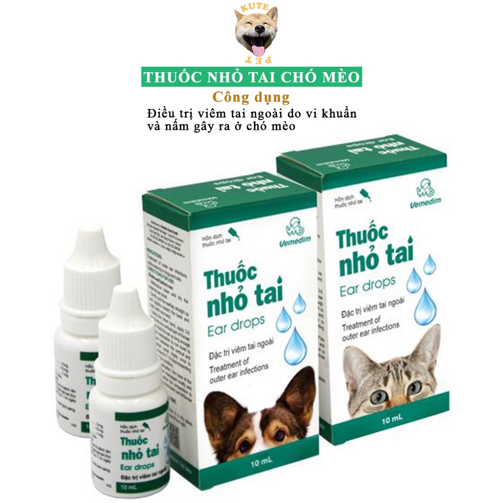 Nhỏ tai Vimedim,viêm tai ngoài cho chó mèo lọ 10ML