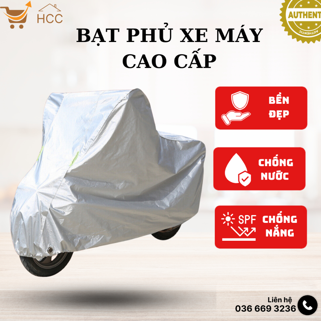 Bạt Phủ Xe Máy KAW Chống Nắng Mưa Chống Nước Cao Cấp, Trùm Kín Mọi Loại Xe Máy