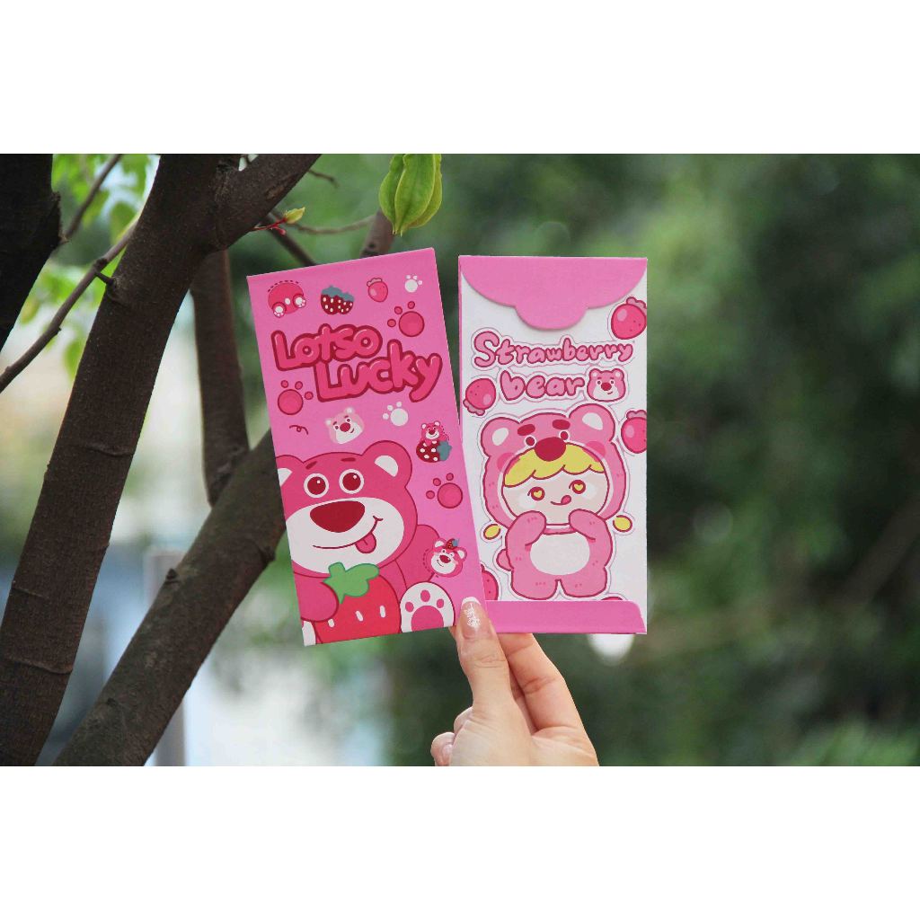 Set 100 phong bao lì xì hoạt hình mèo dodremon gấu dâu