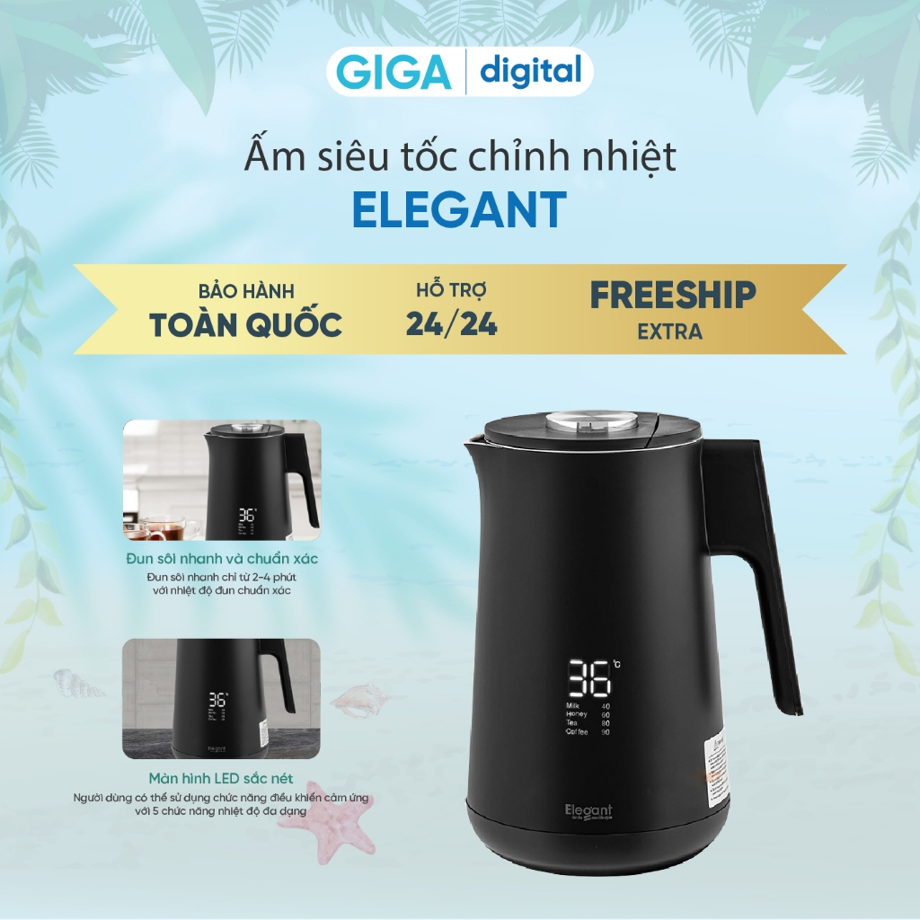 Ấm siêu tốc chỉnh nhiệt Elegant HOT-W20A 1.7 lit