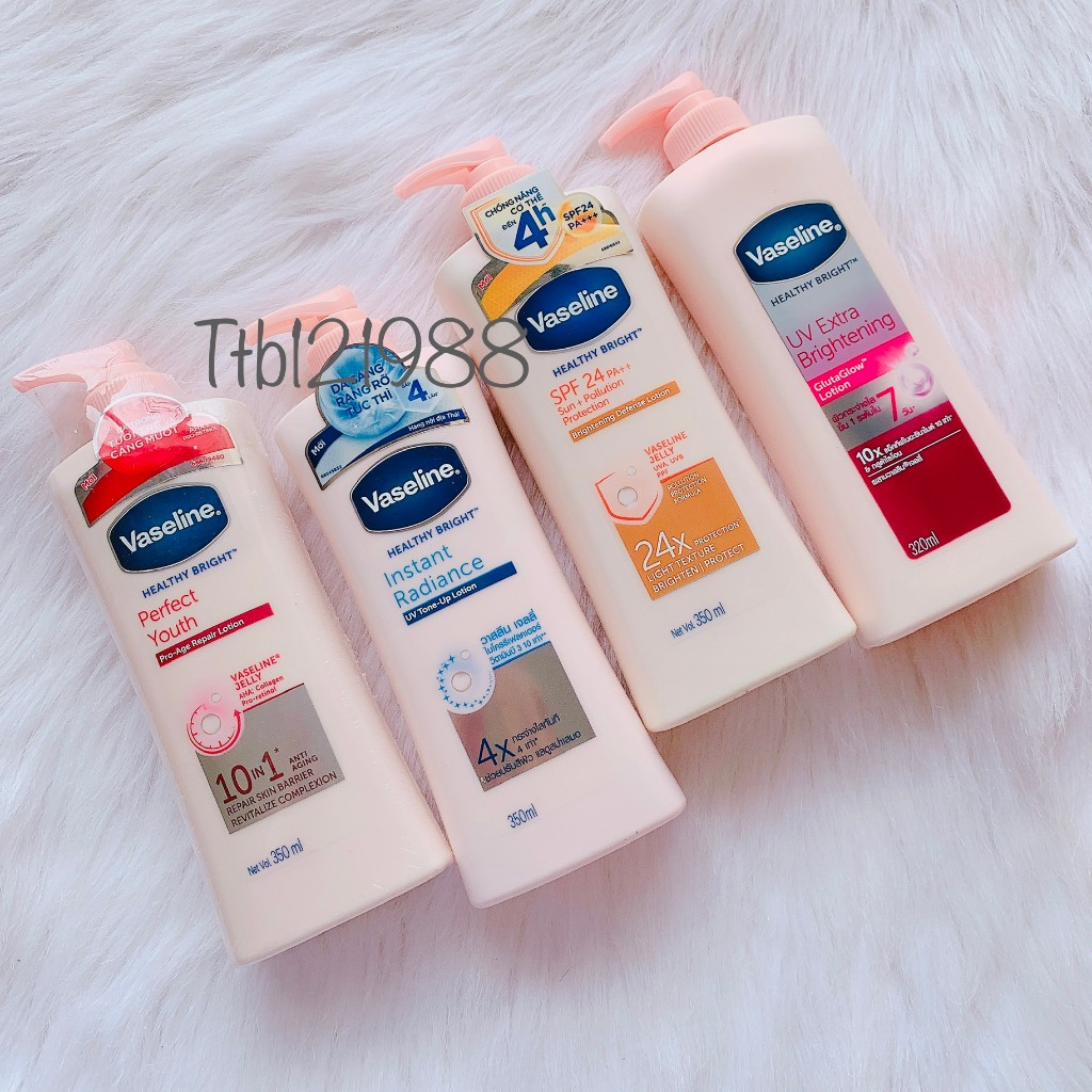 Dưỡng thể Vaseline 725ml hồng vàng xanh nâu - 4x - 24x - 10x perfect young 10 in 1 350ml