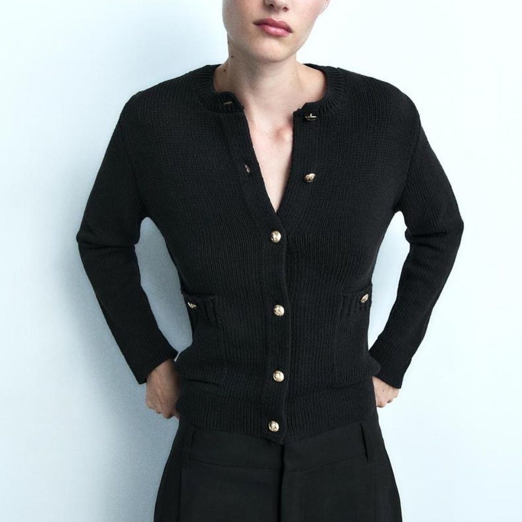 Cardigan len dệt ZR đen #TBMZA013