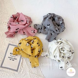 Khăn quàng cổ xô đũi cho bé họa tiết chuột mickey kích thước 140 x 28cm, nhiều màu sắc
