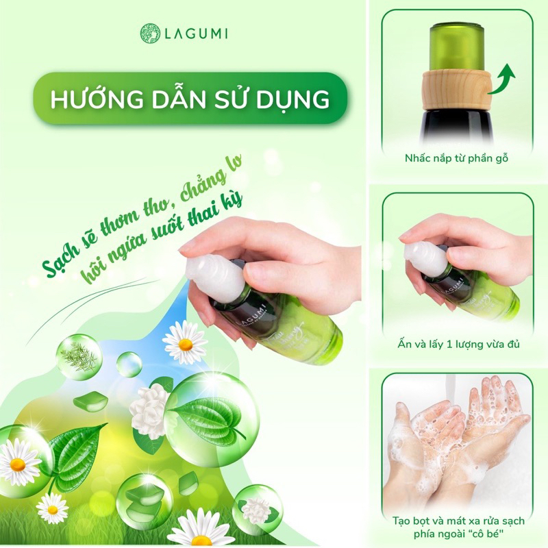 Dung dịch vệ sinh phụ nữ Lagumi Trầu Không Tràm Trà 100% thiên nhiên-an toàn Mẹ Bầu