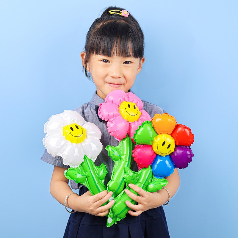 Bong Bóng Hoa Cúc Mặt Cười Cầm Tay