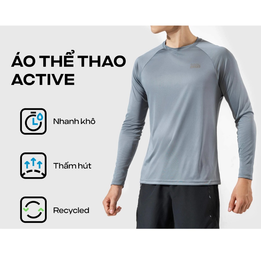 Áo thể thao dài tay giữ nhiệt nam thể thao active V2 thoáng khí nhanh khô - Thương hiệu Coolmate