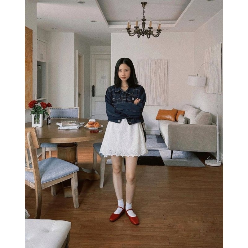 Đầm Lacey Doll dress trắng hoa thêu xinh xắn