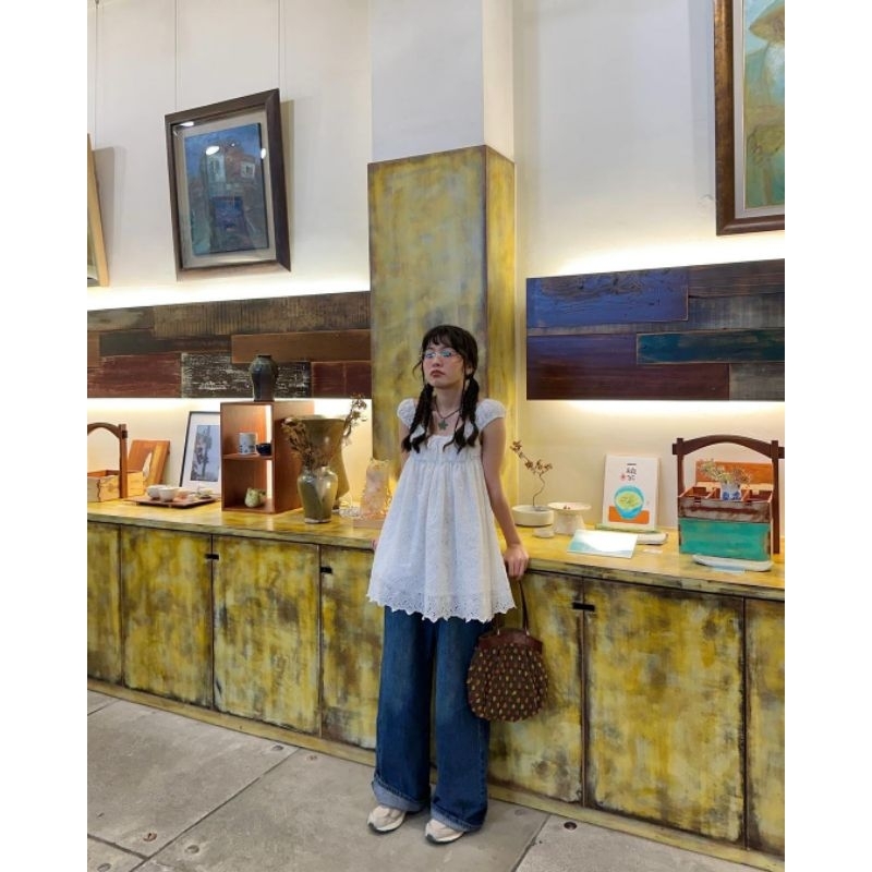 Đầm Lacey Doll dress trắng hoa thêu xinh xắn