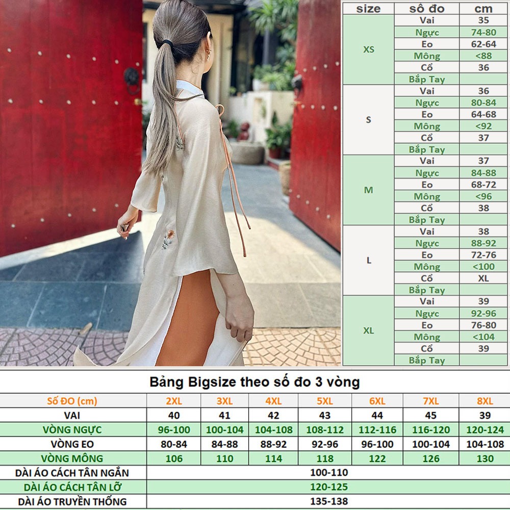 Áo Dài Nữ Cách Tân 4 Tà Tơ Thêu Hoa XZ14