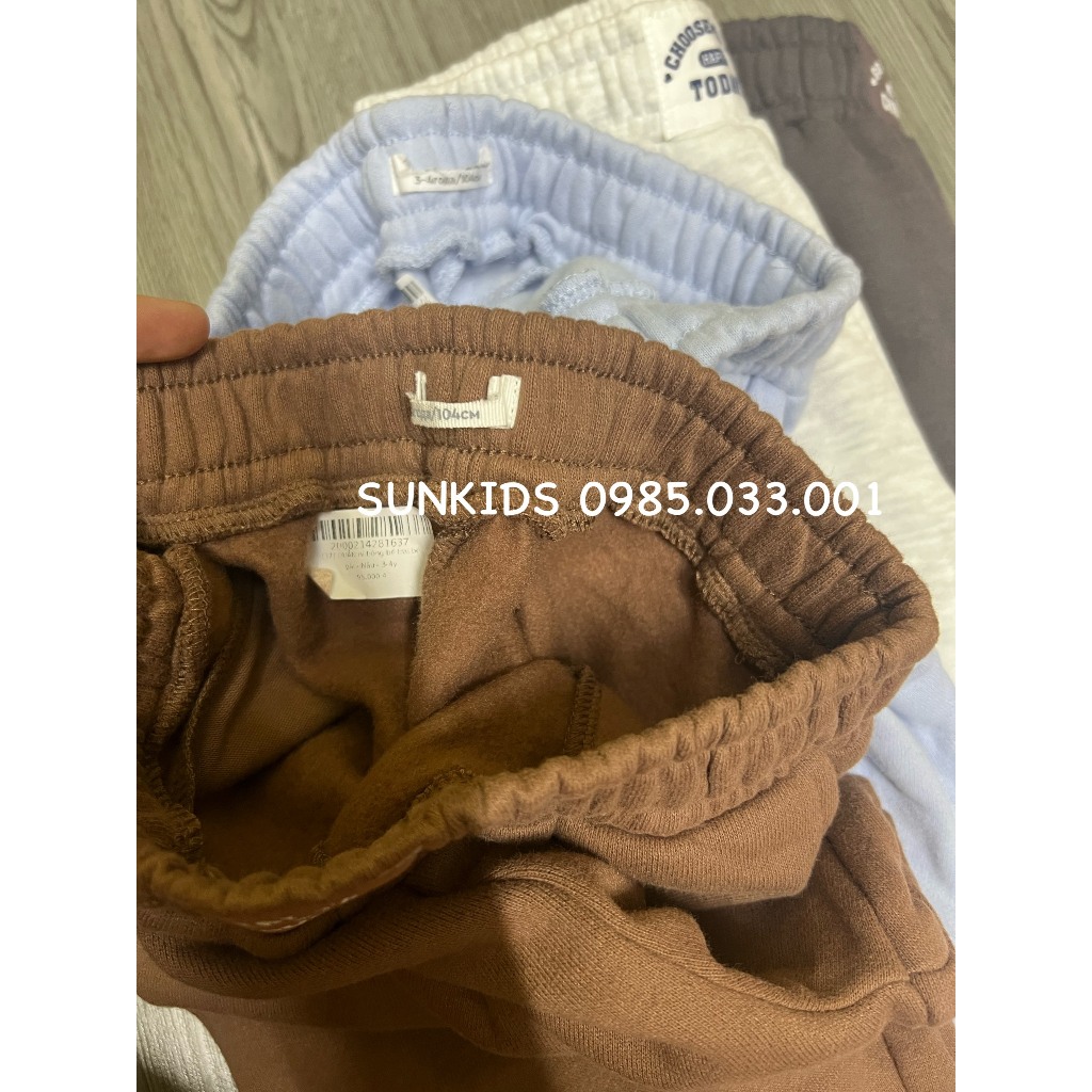 Quần nỉ bông bé trai bé gái bo chân