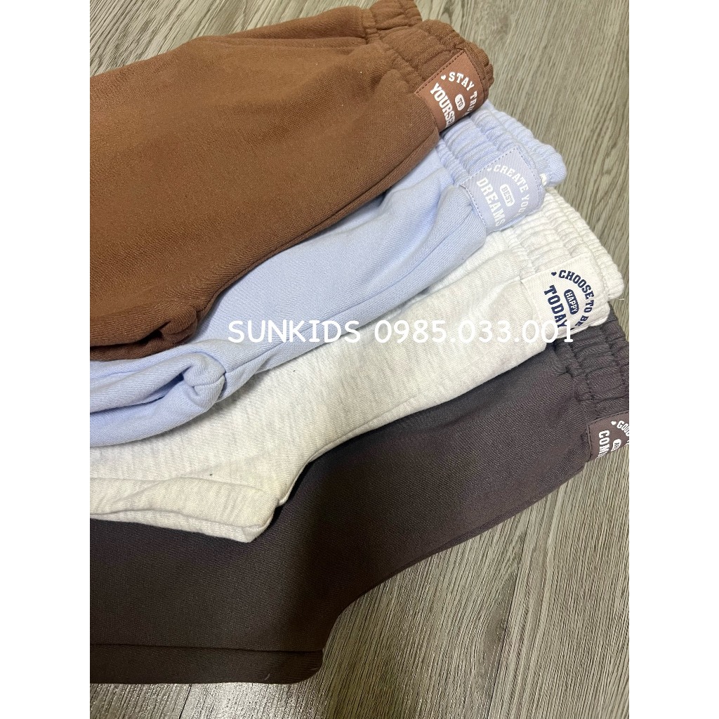 Quần nỉ bông bé trai bé gái bo chân